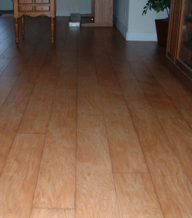 Mohawk laminate flooring, hand scraped looks like real wood.