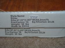 Horizon laminate flooring label on box, purchased from Flooring America