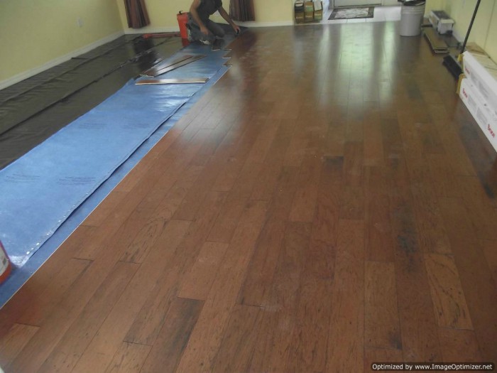 Bruce Hardwood floating floor installation 