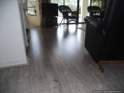 Shaw Gray laminate flooring, shows hand hewn texture