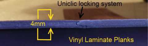 Vinyl laminate flooring,Uniclic close up of joint 