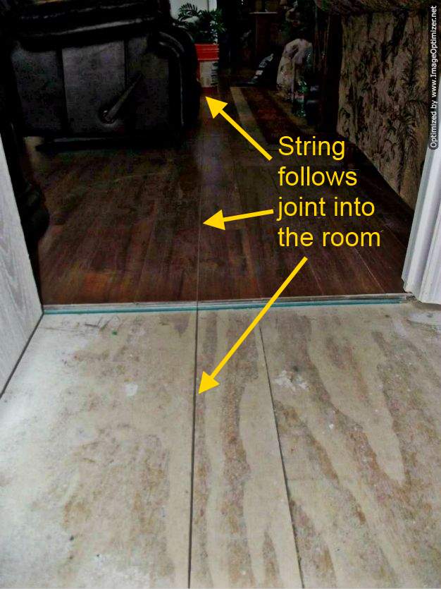 Pergo, Using a string to line up joints on laminate flooring