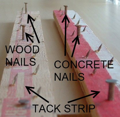 laminate carpet strip transition tack flooring finishing installed nails padding folded carpeting well
