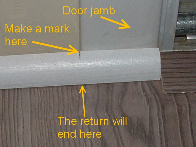 return quarter round cut cutting door flooring laminate jamb returns installed end mark want