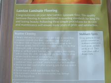 Lamton laminate flooring label on package