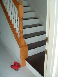 Lowes Mohawk laminate flooring installed on stairs