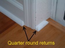 In this photo you can see the finished quarter round return or end cap.