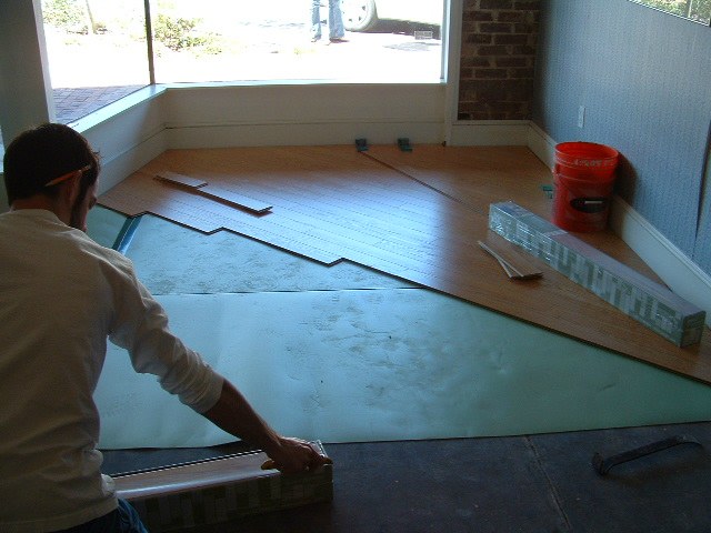 Installing laminate at a 45 degree angle.