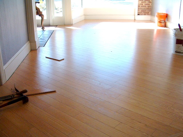 Installing laminate at a 45 degree angle.