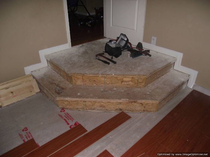 Installing laminate flooring on angled stairs, Before Photo