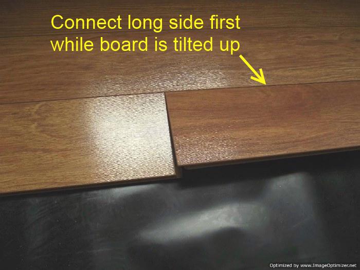 Lowes, Casual Living Berkshire Cherry, connecting the long side when installing.